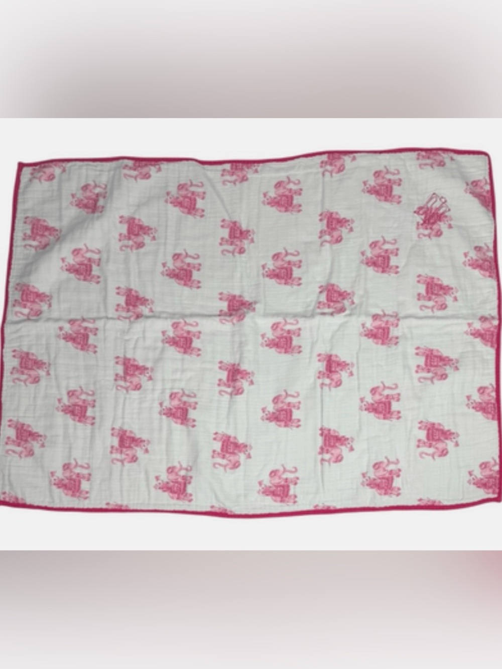 Lilly Pulitzer pink and White Elephant Muslin Kids Blanket for Pottery Barn